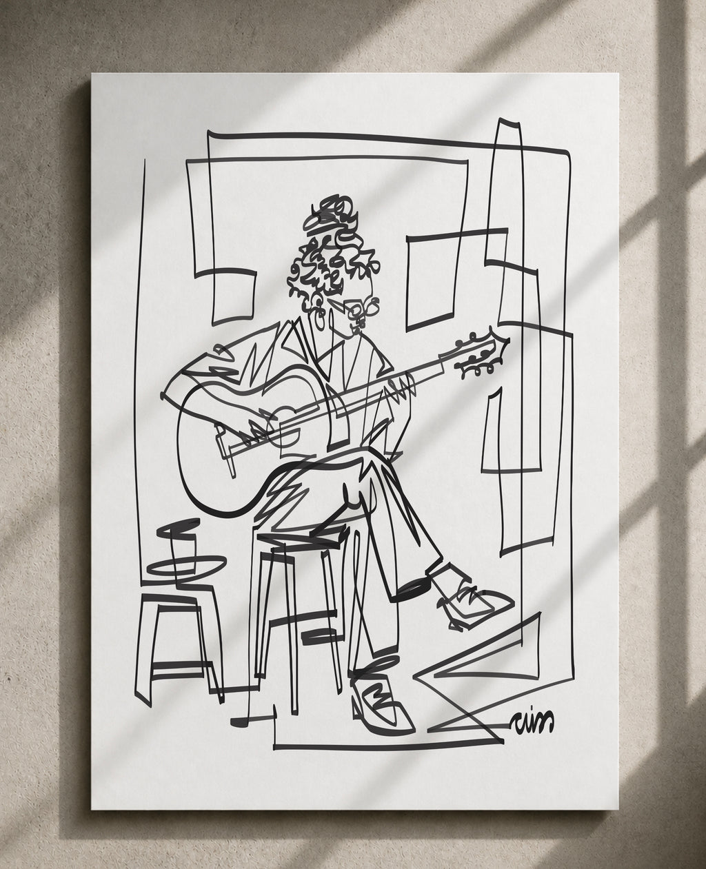 Single Line Guitarist — Art Print
