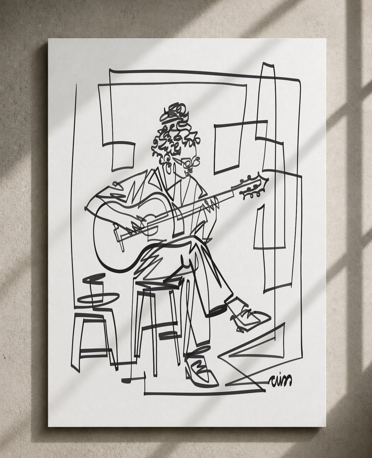 Single Line Guitarist — Art Print
