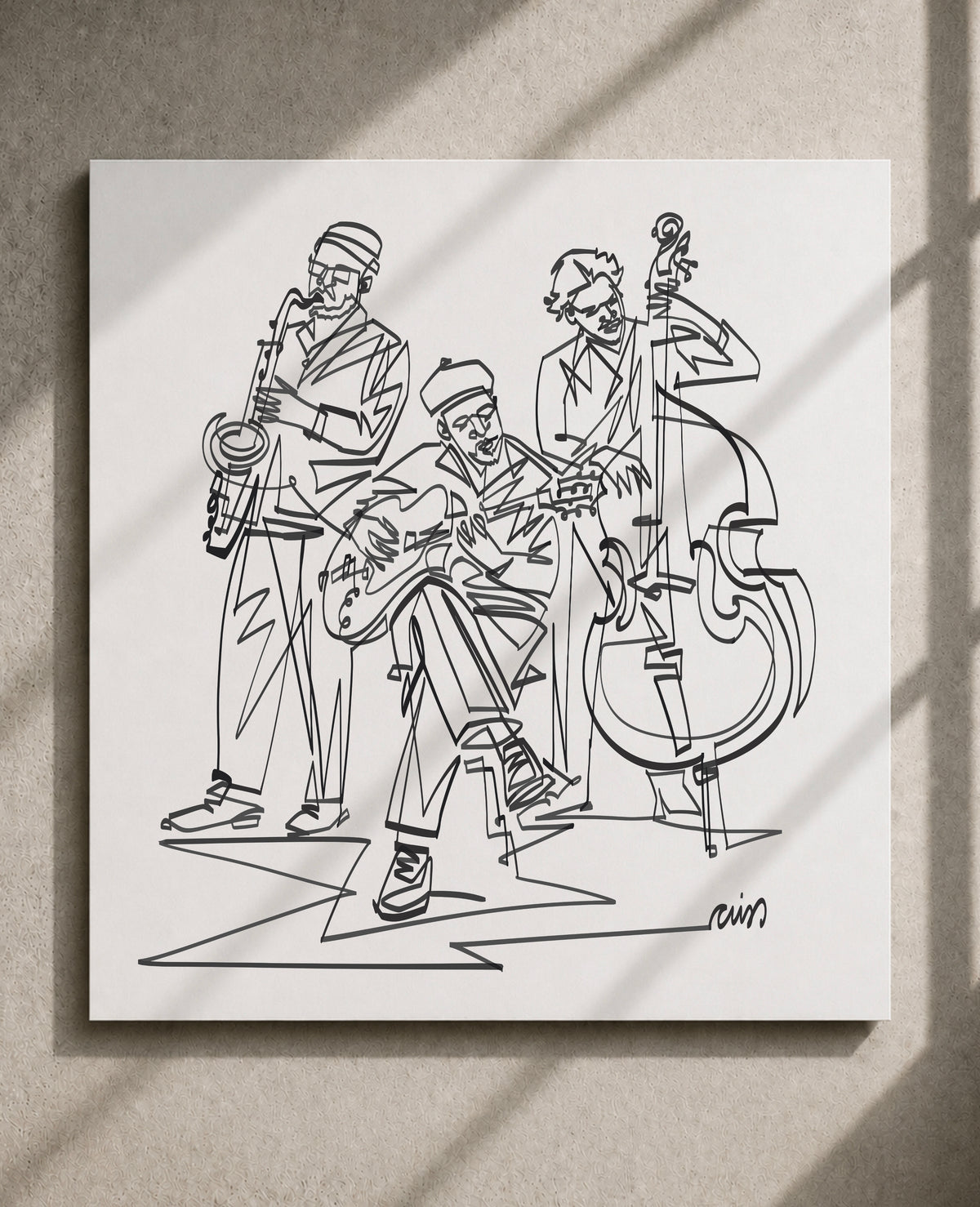 Jazz Trio: Single Line — Art Print