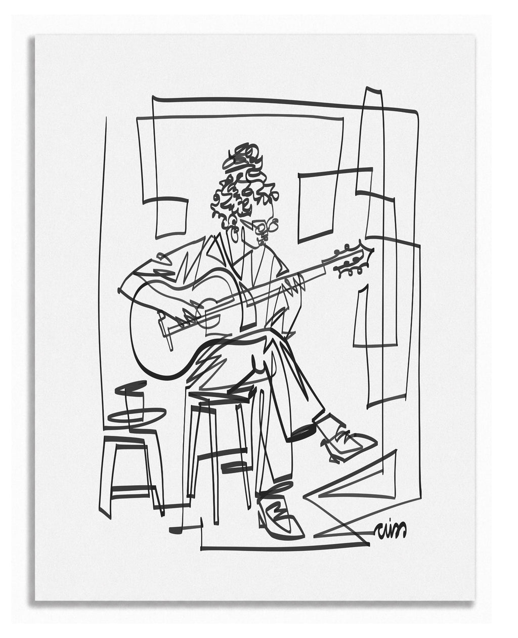 Single Line Guitarist — Art Print
