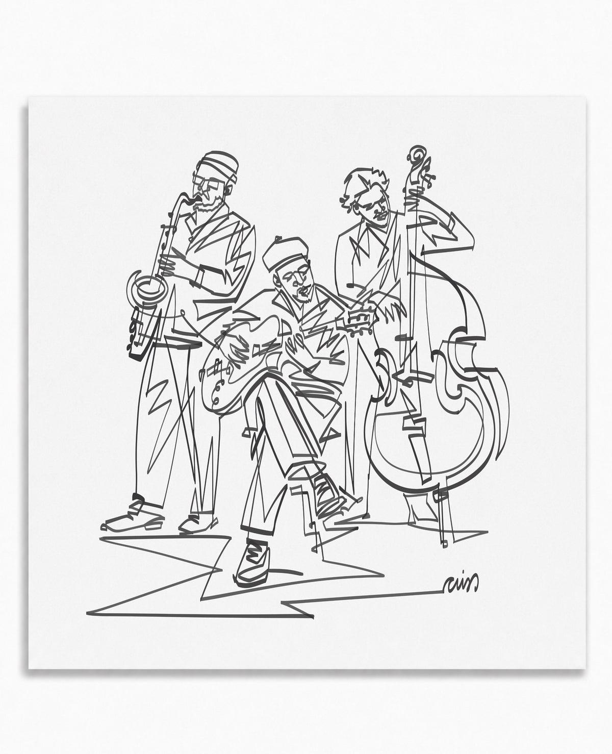 Jazz Trio: Single Line — Art Print