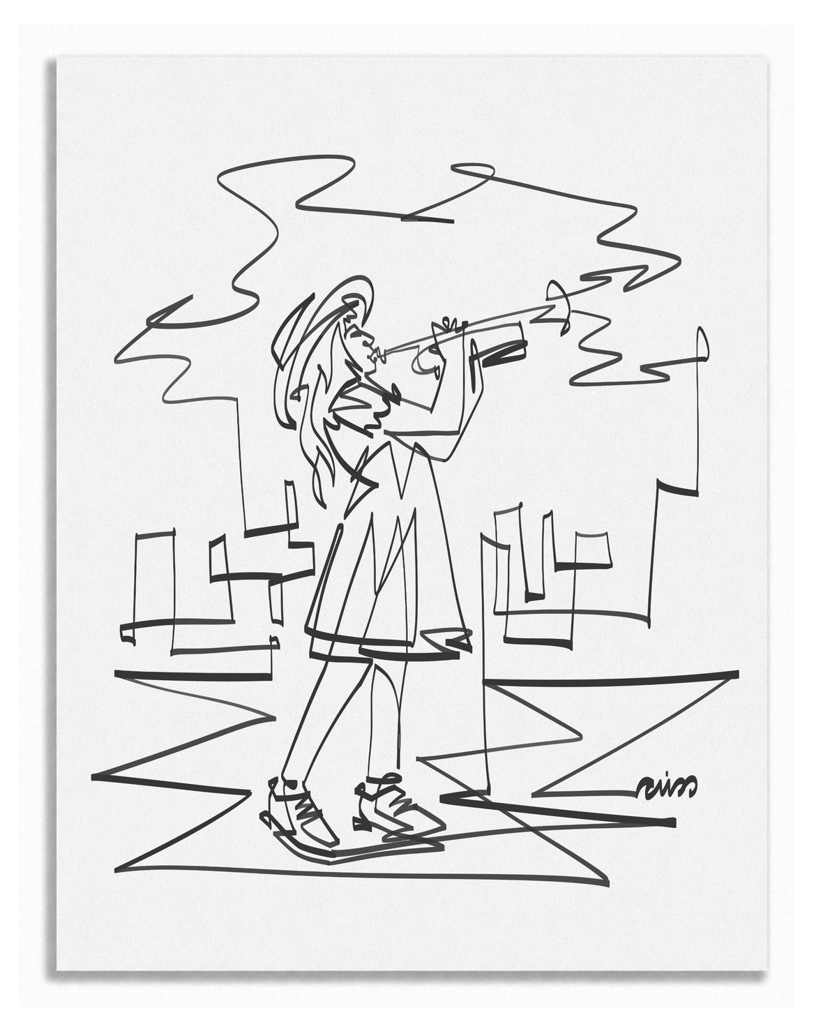 Girl Playing Trumpet — Art Print