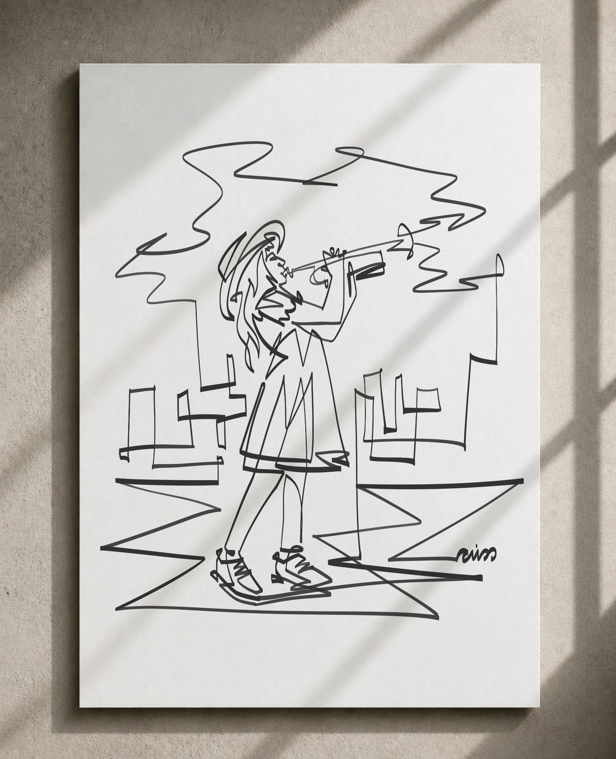 Girl Playing Trumpet — Art Print