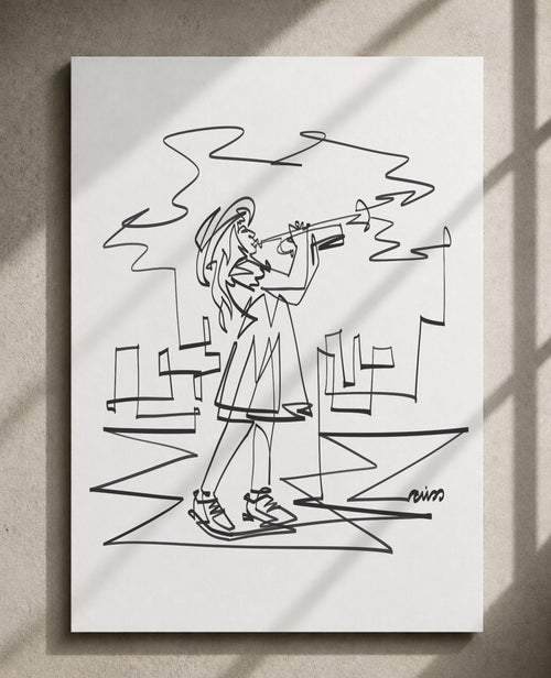 Girl Playing Trumpet — Art Print