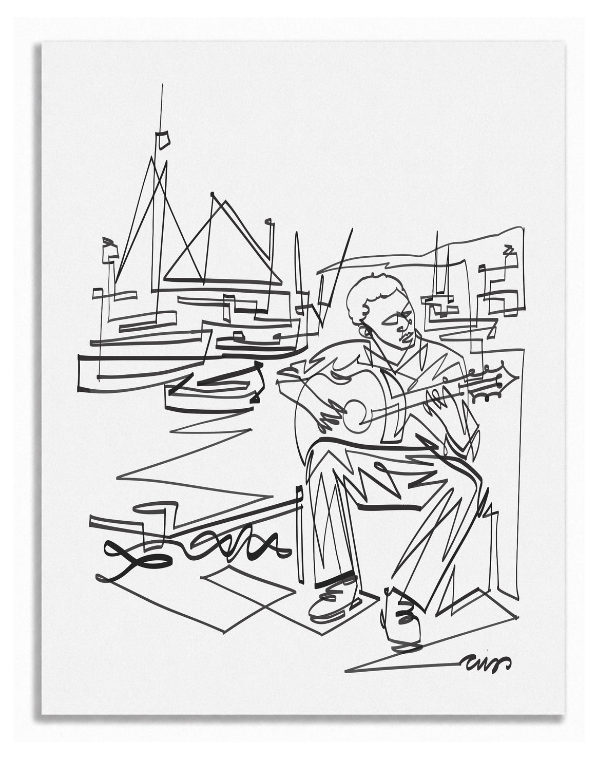 Harbor Guitarist — Art Print