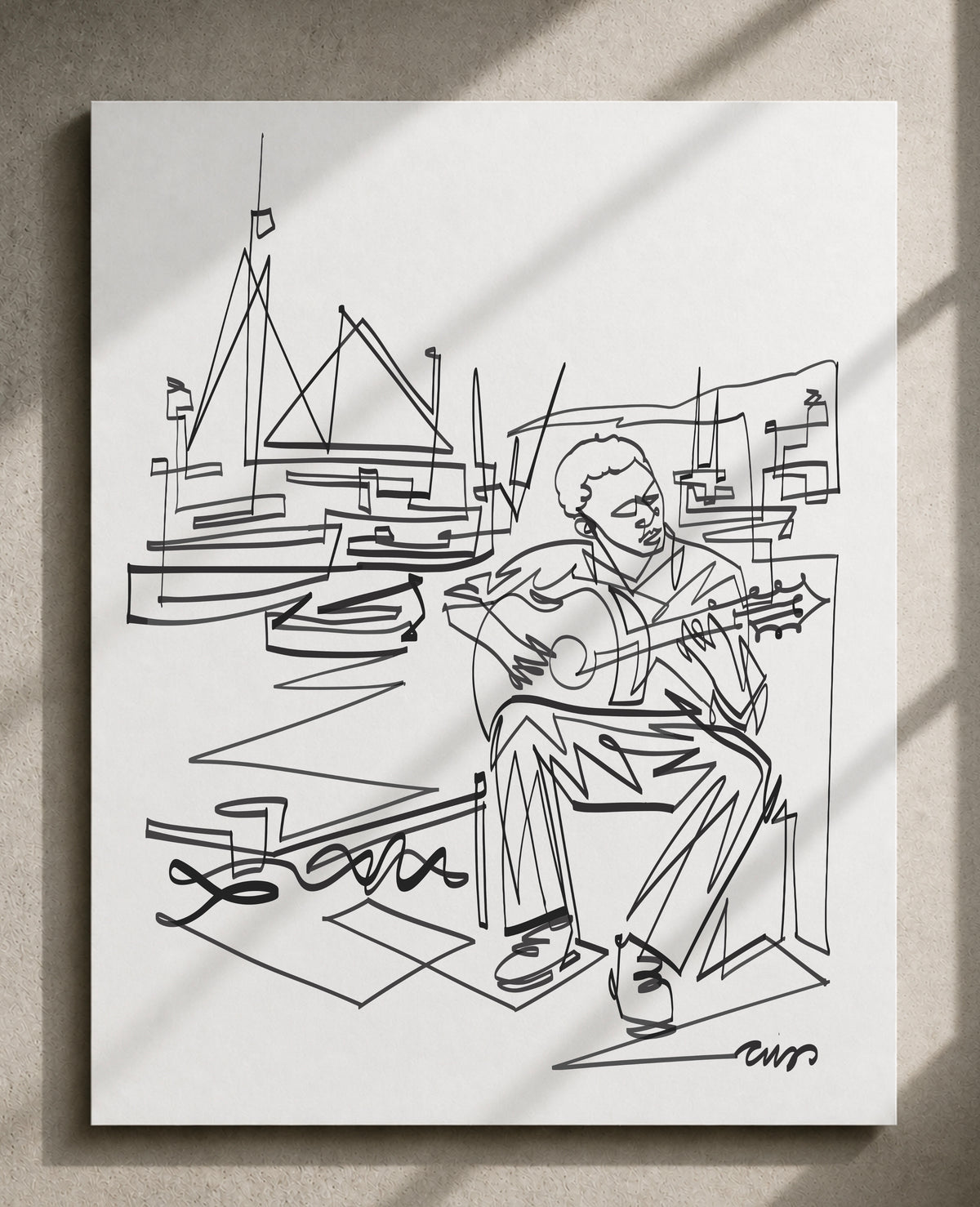 Harbor Guitarist — Art Print