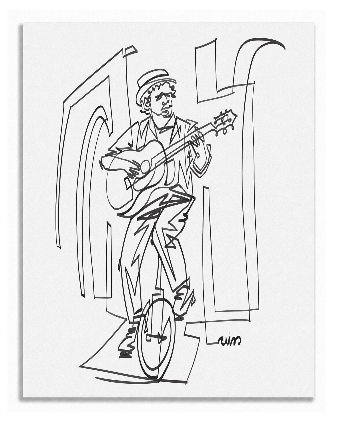 Musician on a Unicycle — Art Print