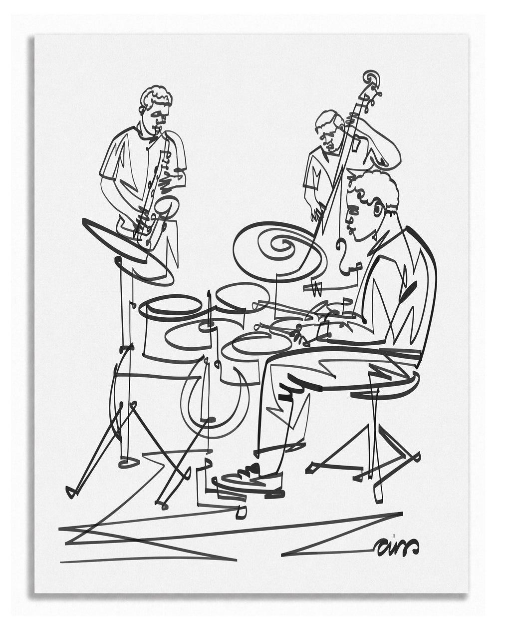 Jazz Trio: Continuous Line — Art Print