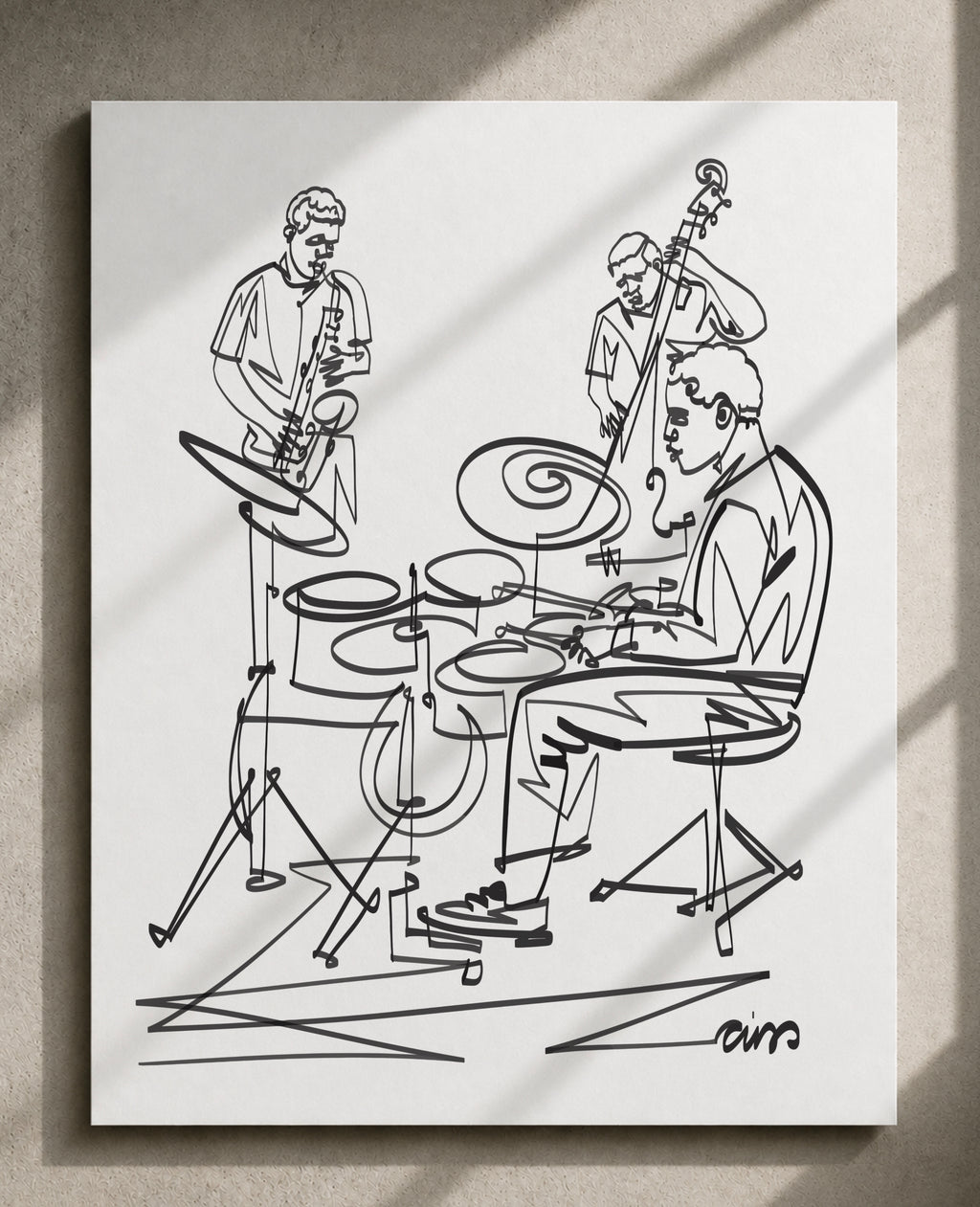 Jazz Trio: Continuous Line — Art Print
