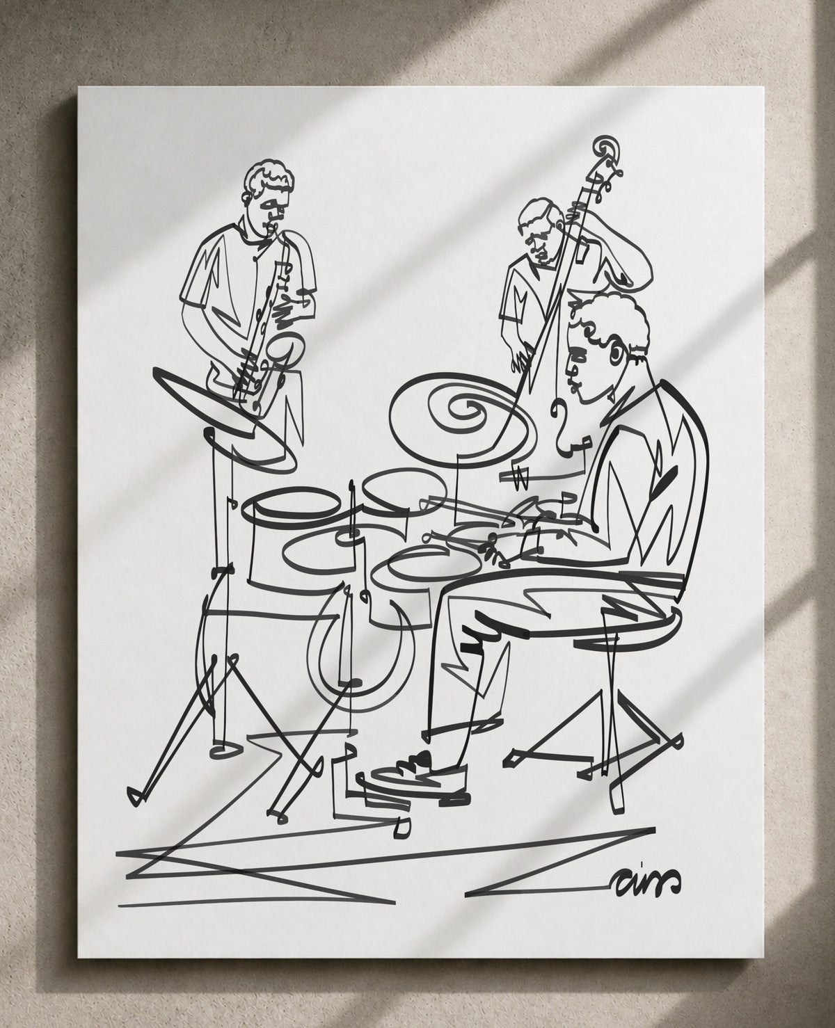 Jazz Trio: Continuous Line — Art Print