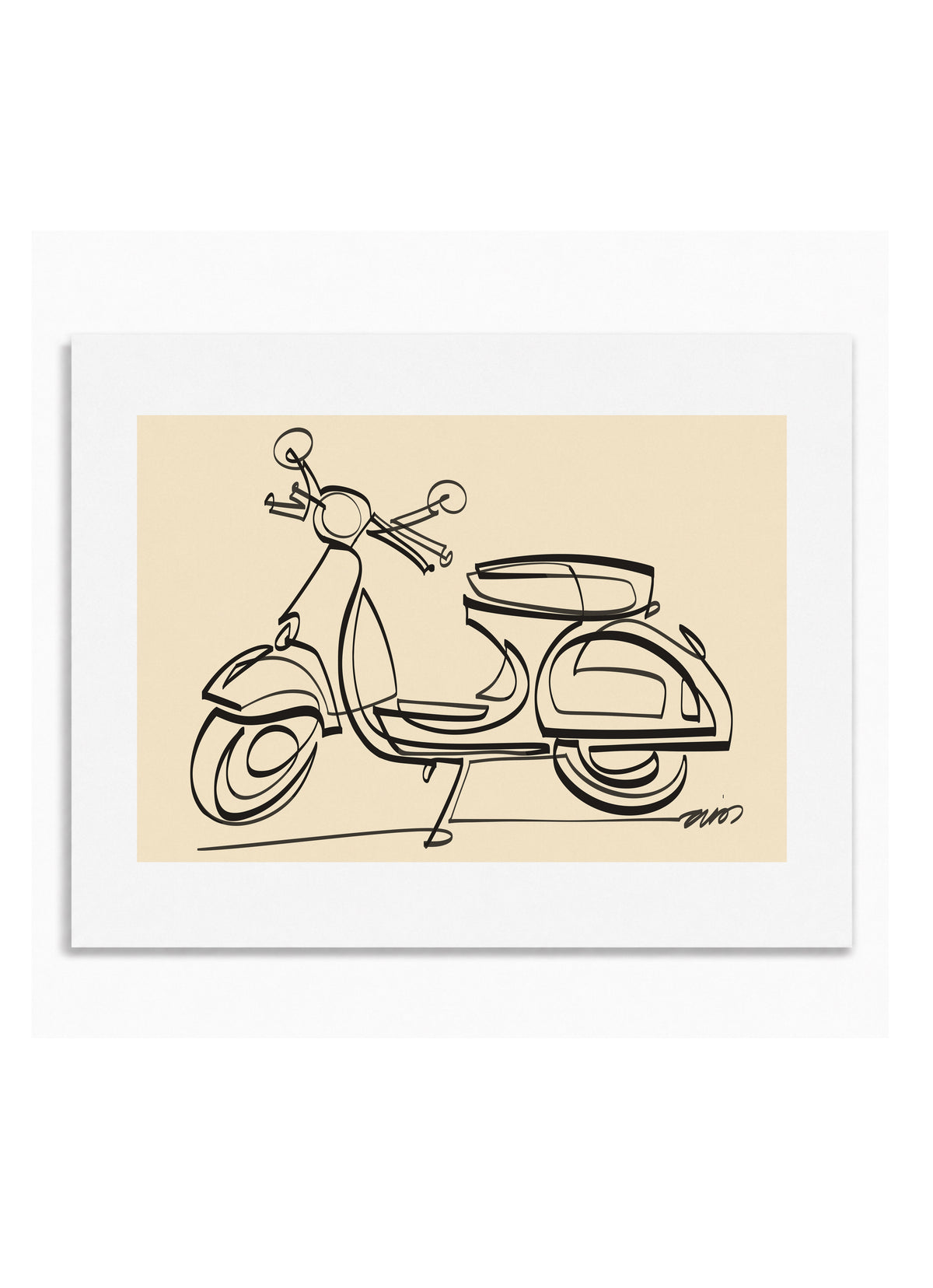Vespa Warm Cream — 14 × 11 inch unframed print, studio mockup