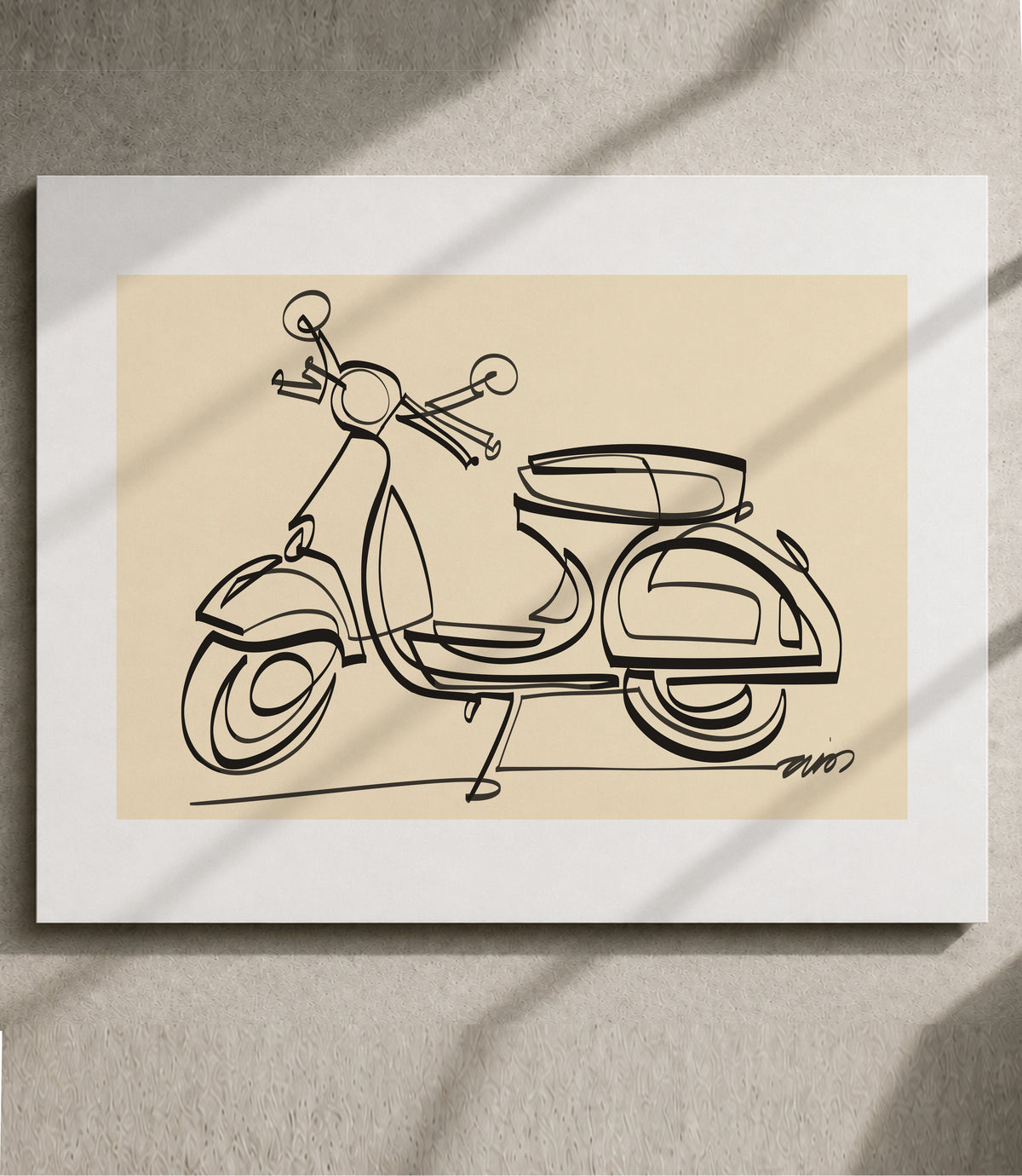 Vespa Warm Cream — 14 × 11 inch unframed print, window light mockup